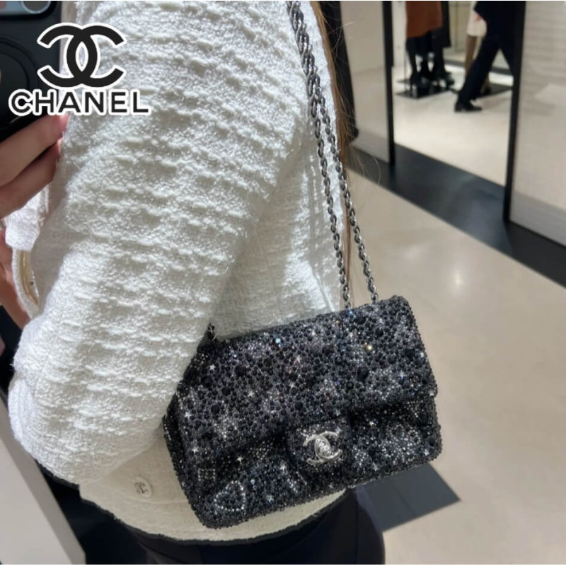 Ch**el Mini Flap Bag With D1am0nd Accents AS2431