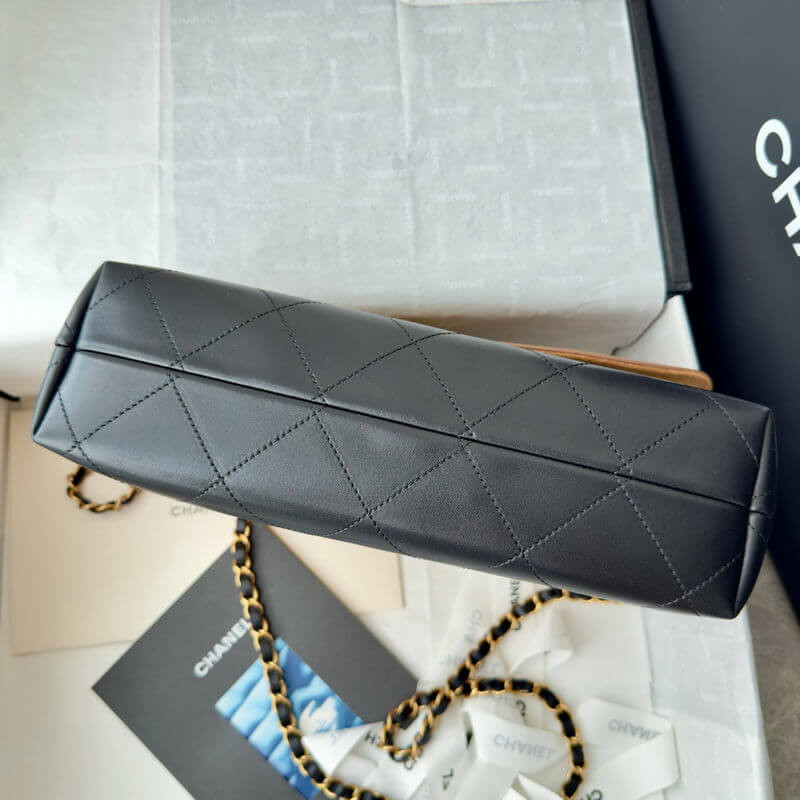 Ch**el 25 Large Top Handle Flap Bag Suede and Lambskin AS5637