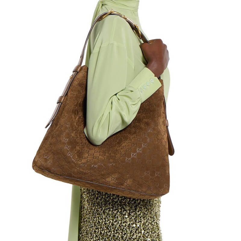 Gvc*1 Beatrix Large Tote Bag Brown Embossed GG Suede 850546