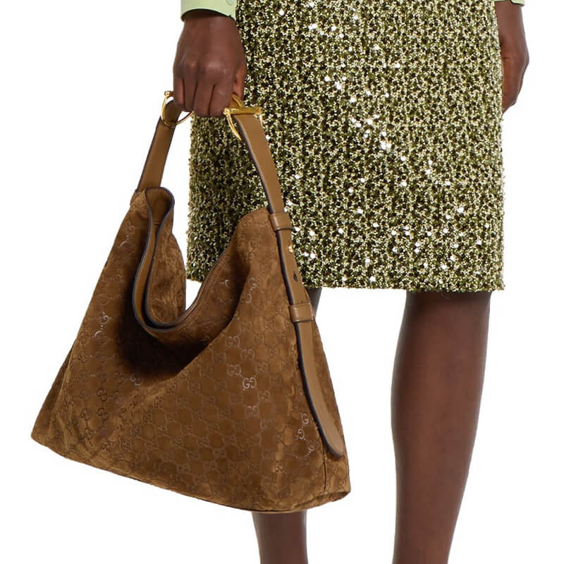 Gvc*1 Beatrix Large Tote Bag Brown Embossed GG Suede 850546