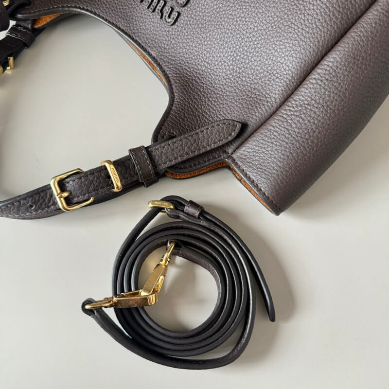 M1um1u Japanese Flash Stitching Tote Bag 5BA304 Dark Brown