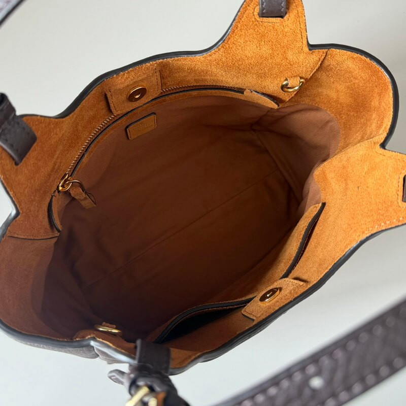 M1um1u Japanese Flash Stitching Tote Bag 5BA304 Dark Brown